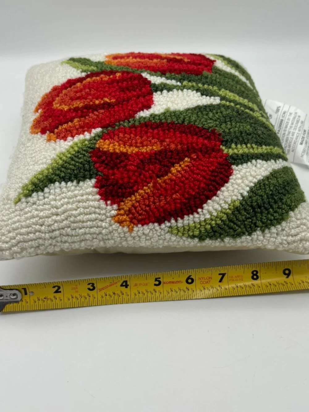 The Spring Shop Floral Red Tulips Square Pillow NWT